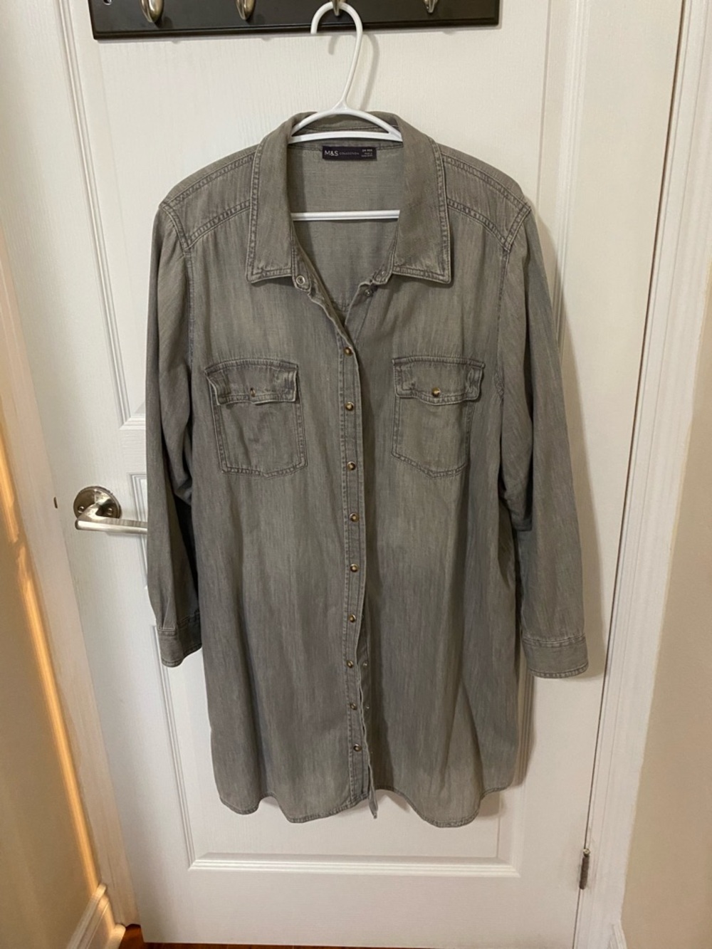 M&S Gray Button-Front Shirt Dress